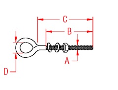 Metric Welded Eye Bolt Line Drawing